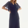 Signature | Silky Chiffon Flowy Wrap Dress Navy Joseph Ribkoff