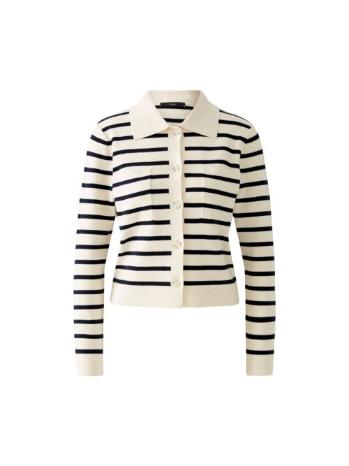 Cardigan Striper blå/hvit Oui
