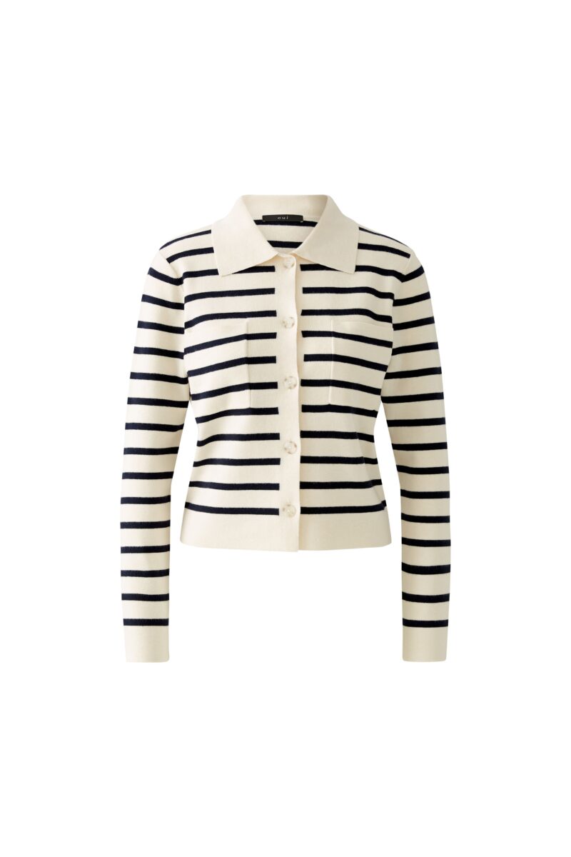 Cardigan Striper blå/hvit Oui