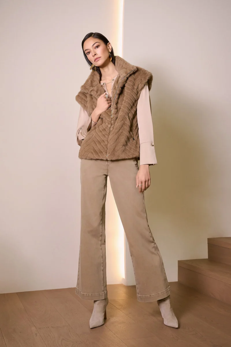 Classic Wide Leg Pull-On Jeans Taupe Joseph Ribkoff - Bilde 2