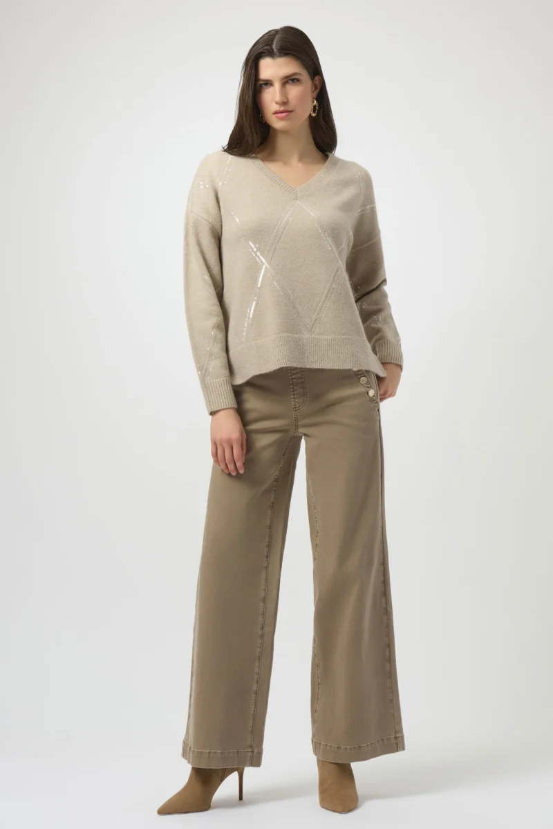 Classic Wide Leg Pull-On Jeans Taupe Joseph Ribkoff - Bilde 3