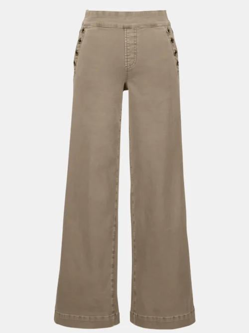 Classic Wide Leg Pull-On Jeans Taupe Joseph Ribkoff