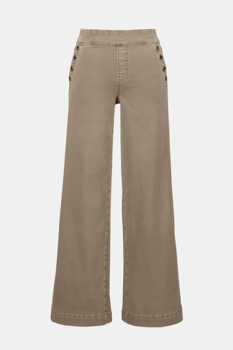 Classic Wide Leg Pull-On Jeans Taupe Joseph Ribkoff