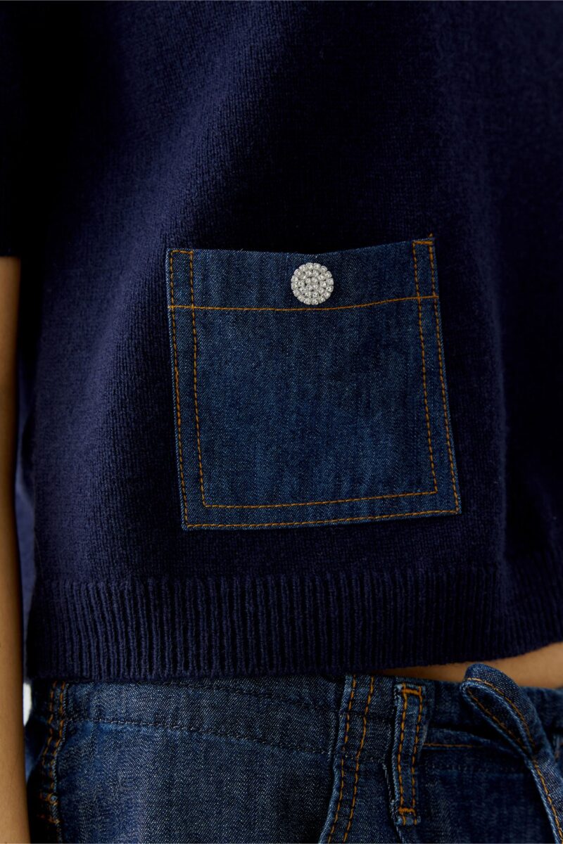 Topp Navy denim Oui - Bilde 3