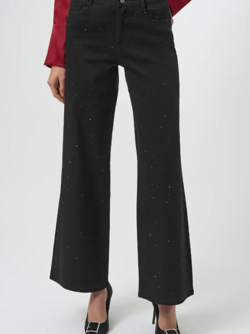 Jeans Wide Leg Rhinestones Black Joseph Ribkoff