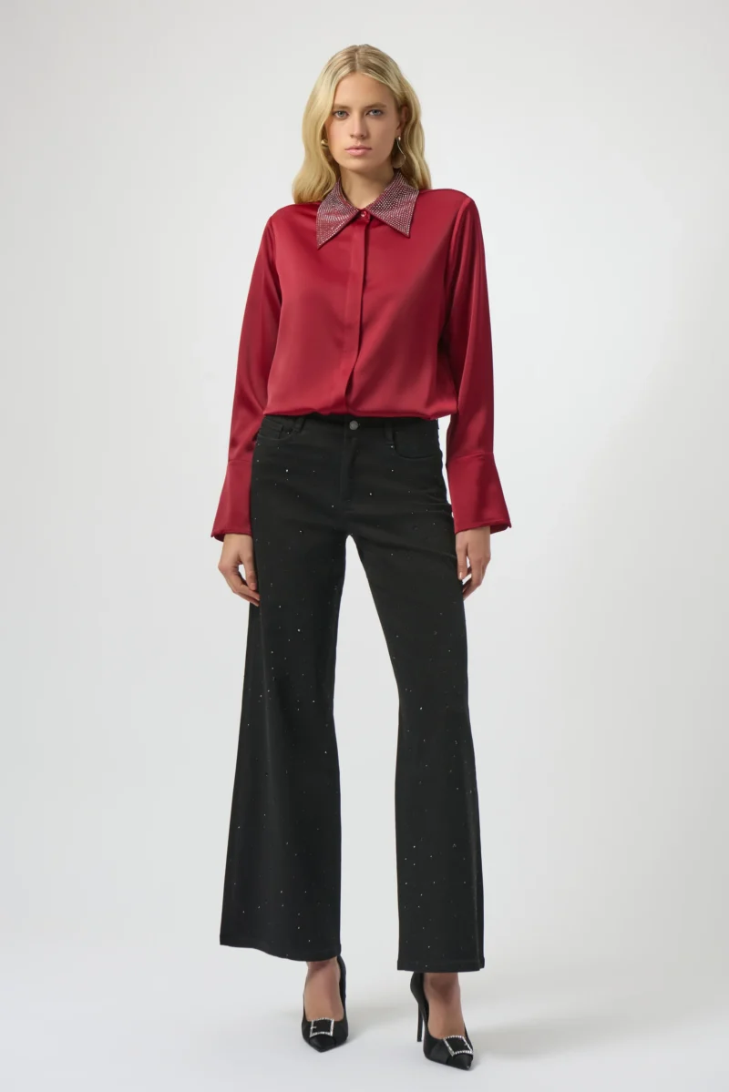 Jeans Wide Leg Rhinestones Black Joseph Ribkoff - Bilde 5