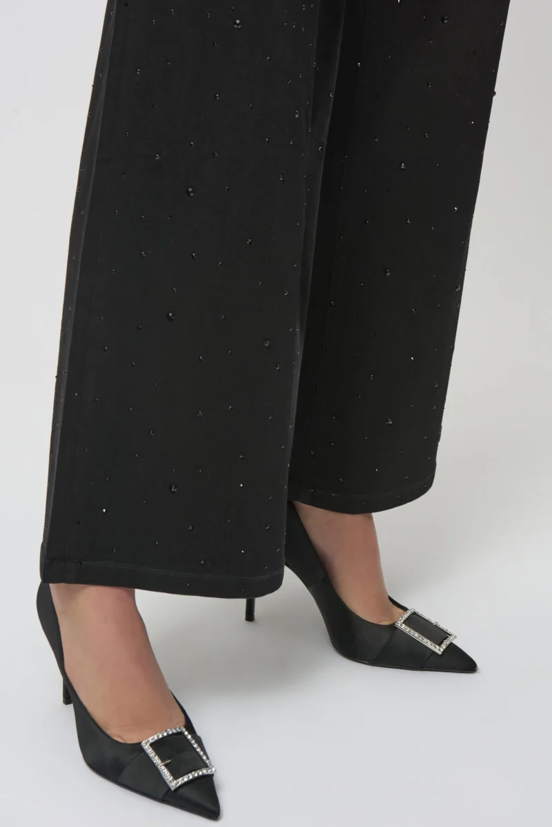 Jeans Wide Leg Rhinestones Black Joseph Ribkoff - Bilde 4