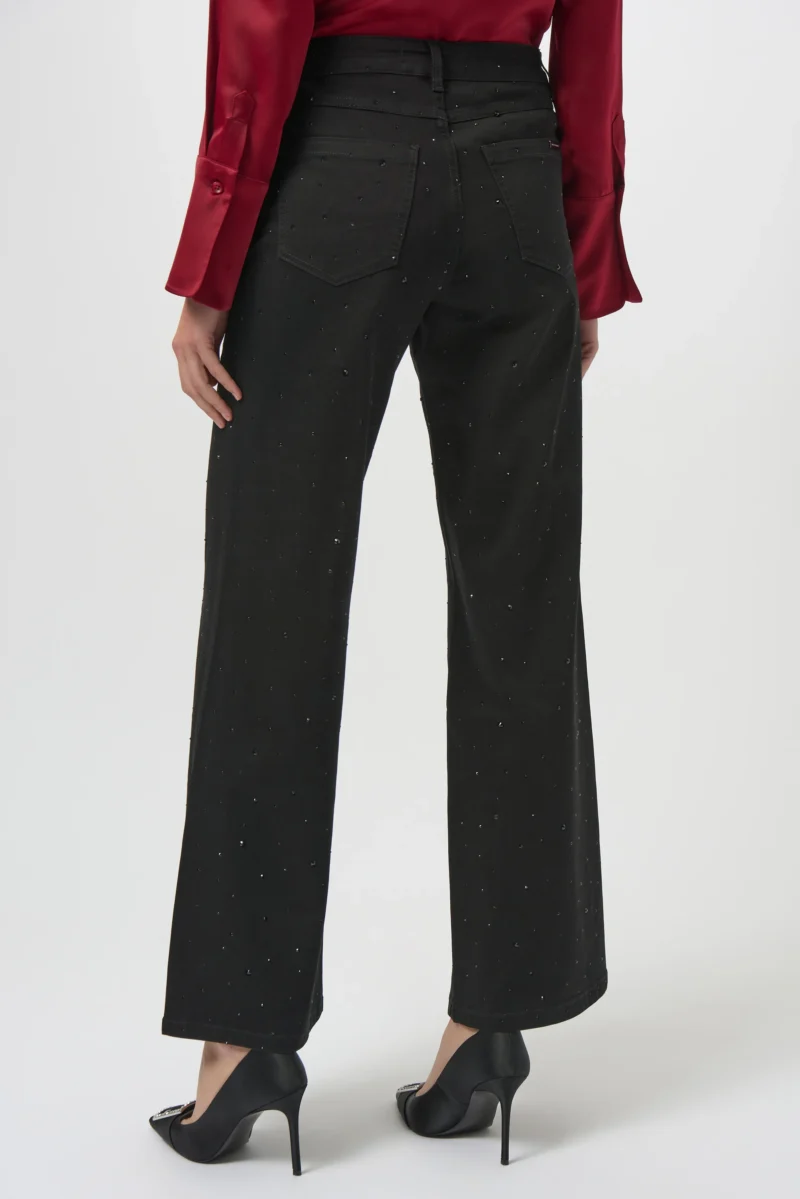 Jeans Wide Leg Rhinestones Black Joseph Ribkoff - Bilde 3