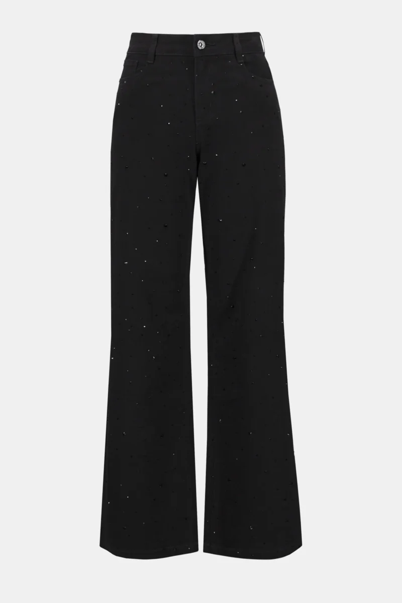 Jeans Wide Leg Rhinestones Black Joseph Ribkoff - Bilde 6