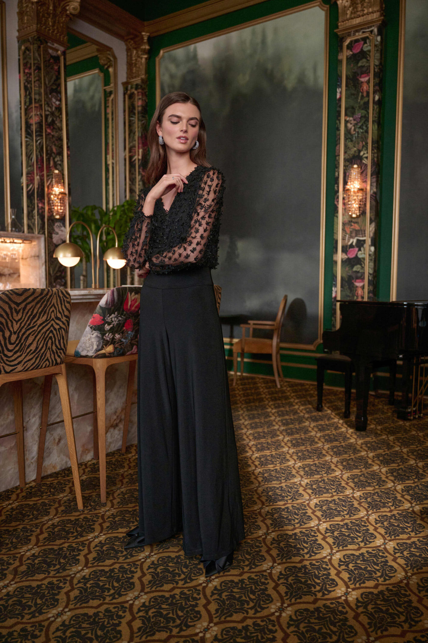 Jumpsuit sort blomster Joseph Ribkoff - Bilde 4