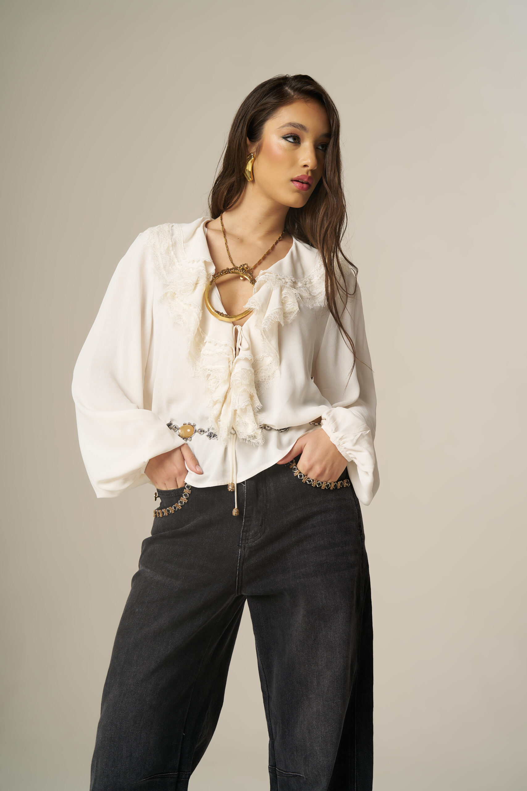 Bluse Volanger Cream PHO Firenze