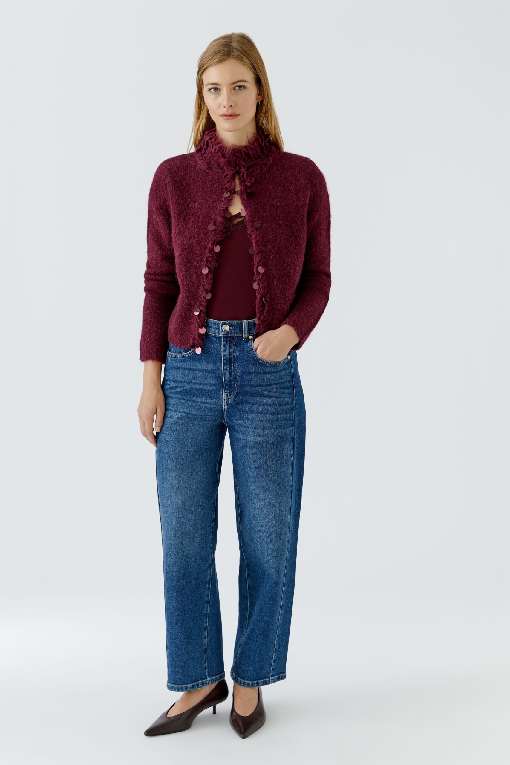 Cardigan Paljett Burgunder Oui - Bilde 6