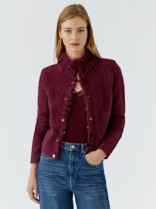 Cardigan Paljett Burgunder Oui