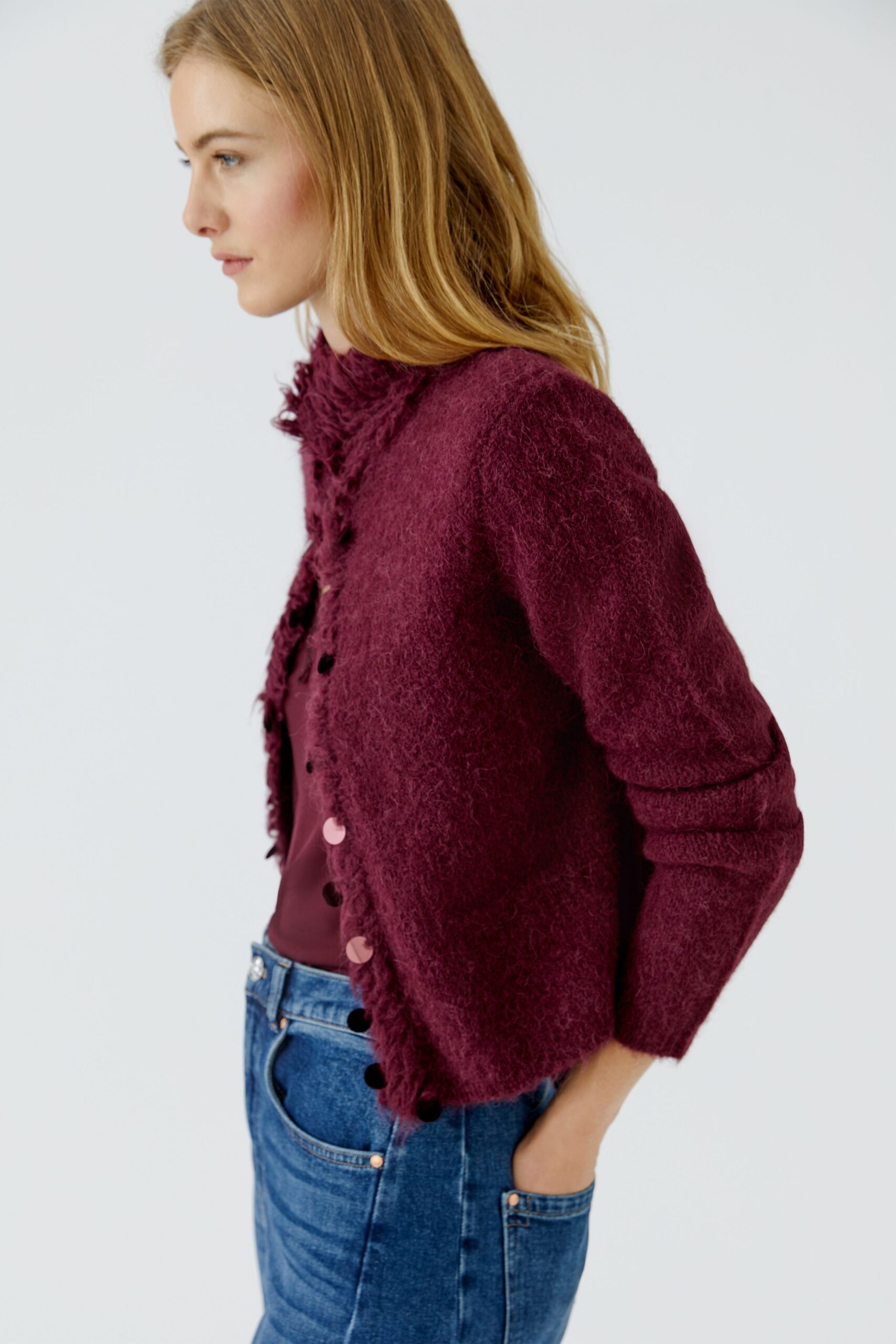 Cardigan Paljett Burgunder Oui - Bilde 3