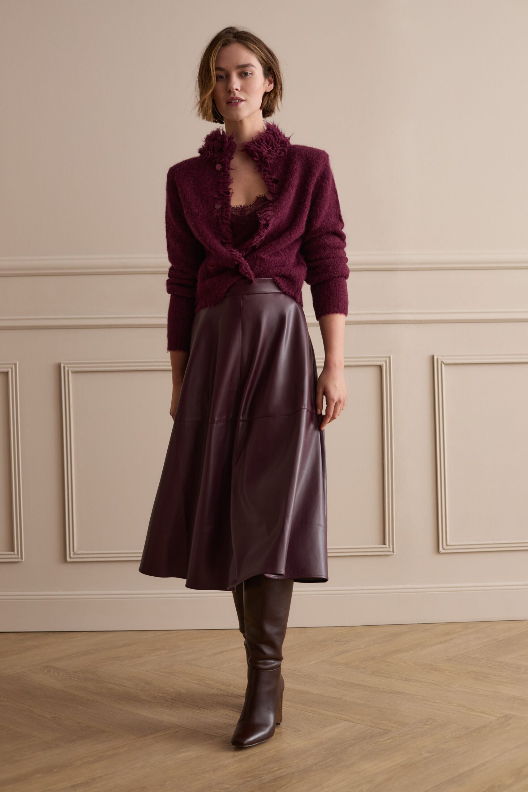 Cardigan Paljett Burgunder Oui - Bilde 2