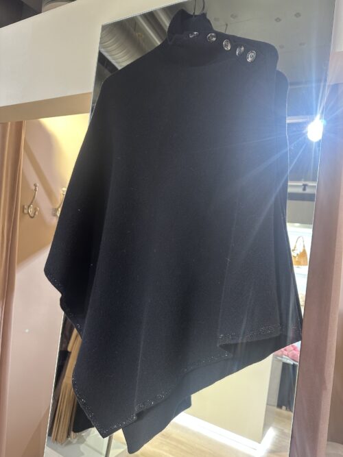 Poncho Ull/Cashmere Sort