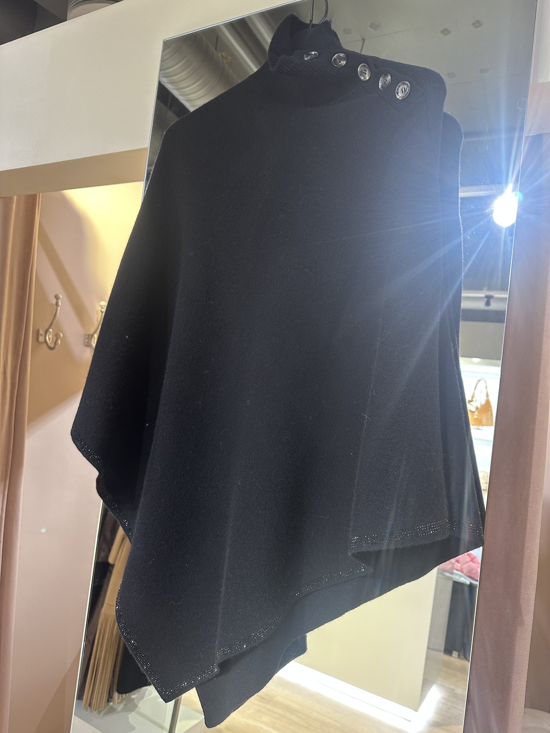 Poncho Ull/Cashmere Sort